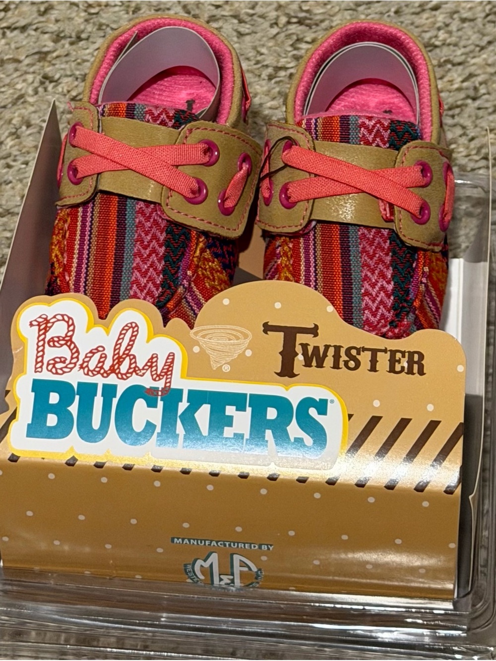 Twister Baby Buckers Pink Multicolor Striped Canvas Walkers